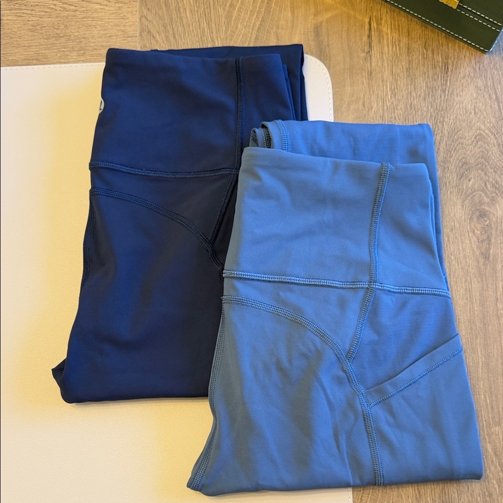 Two lululemon athletica Navy Blue and Light Blue High-Rise Pocket Leggings - 6